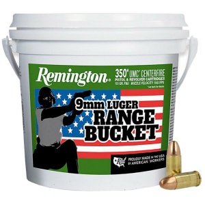 Remington 9mm Luger Range Bucket with cartridges