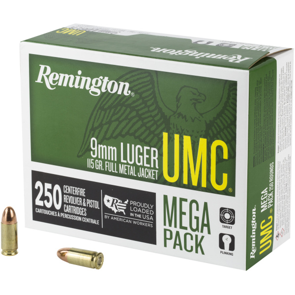 Remington 9mm Luger ammunition mega pack box
