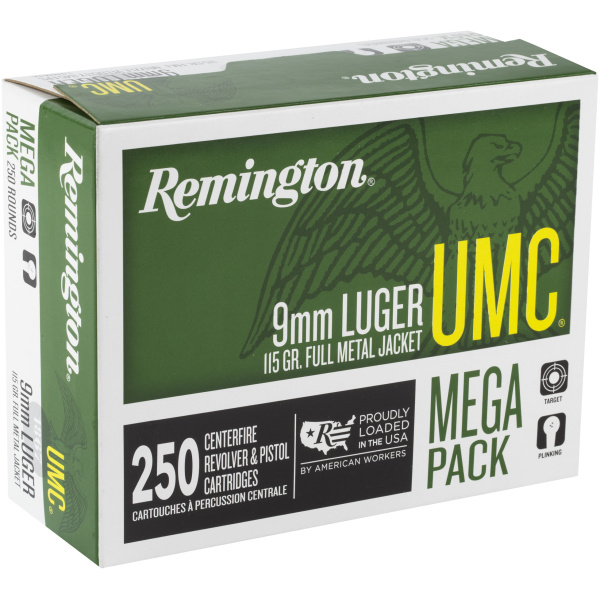 Remington 9mm Luger ammunition box, 250 rounds