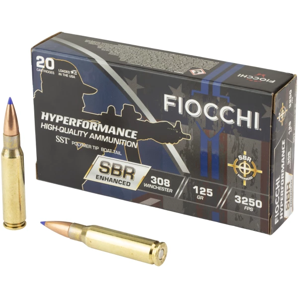 Fiocchi ammunition box with bullets displayed.
