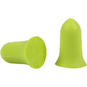 Green foam earplugs, two pieces.