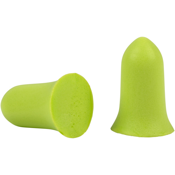 Green foam earplugs, two pieces.