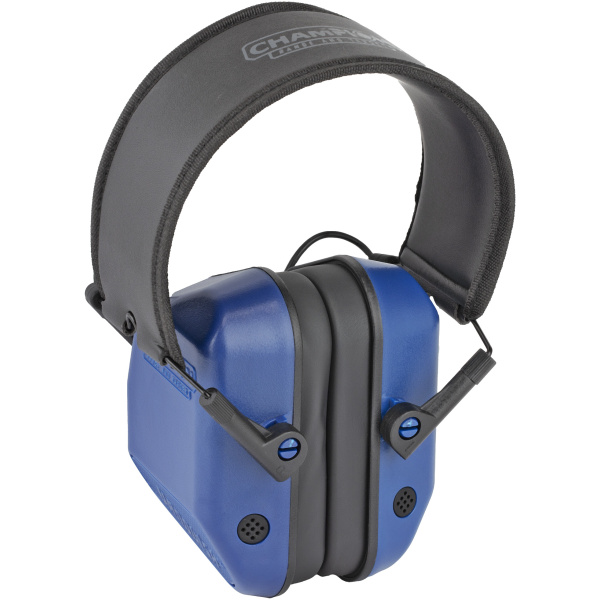 Blue noise-canceling earmuffs for hearing protection.