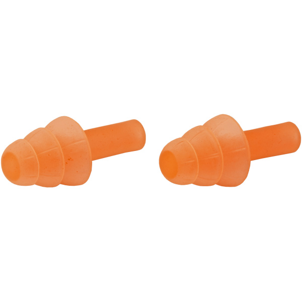 Orange silicone earplugs for noise reduction