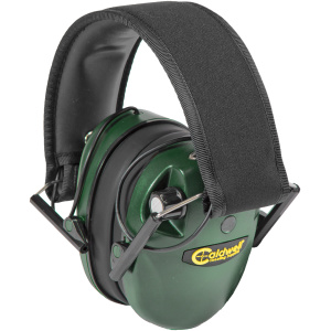 Green soundproof earmuffs with black headband.