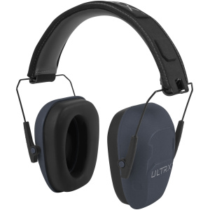 Black noise-canceling earmuffs with headband.