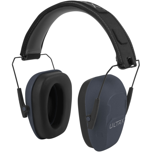 Black noise-canceling earmuffs with headband.