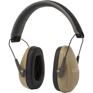 Brown noise-canceling headphones for hearing protection.