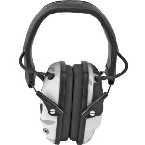 Black and white camo noise-canceling ear muffs.
