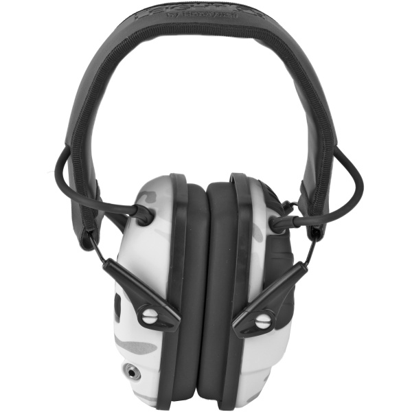Black and white camo noise-canceling ear muffs.