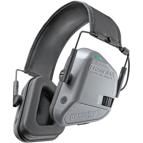Electronic noise-canceling earmuffs for hearing protection.