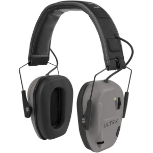 Gray noise-canceling headphones with black ear cushions.