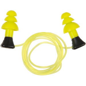 Yellow earplugs with cord