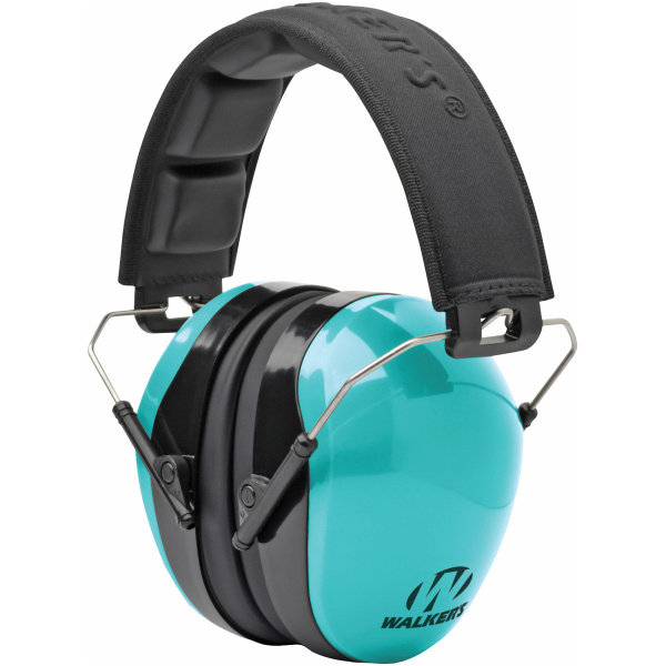 Teal noise-canceling earmuffs with black headband