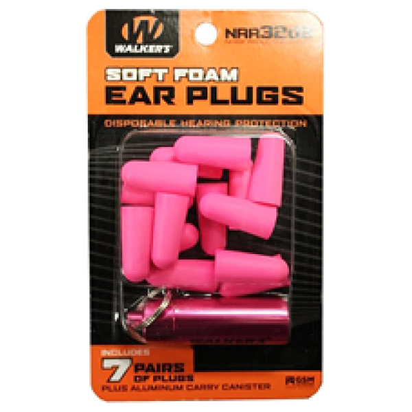 Walker's pink foam ear plugs, 7 pairs