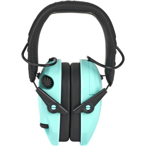 Turquoise noise-canceling headphones with black padding