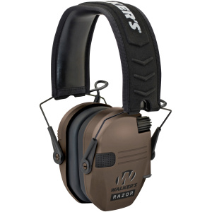 Brown noise-canceling headphones with black headband