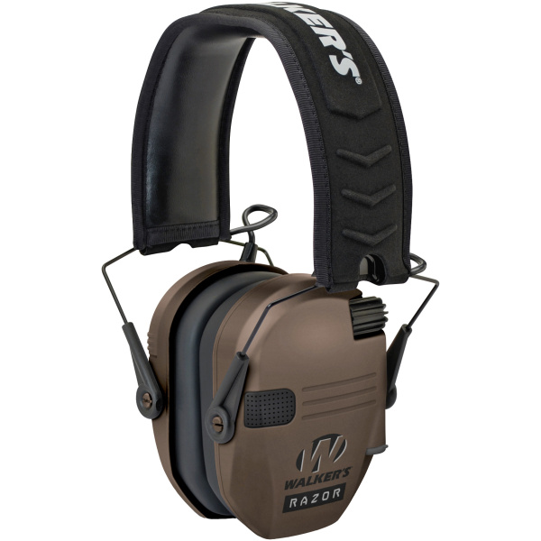 Brown noise-canceling headphones with black headband