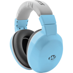 Blue over-ear headphones for noise reduction