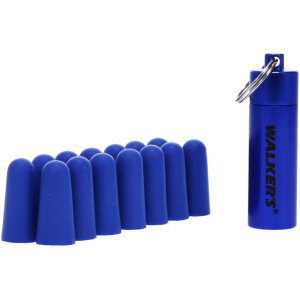 Blue earplugs with carrying case