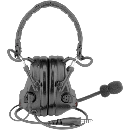 Black headset with microphone and cable connection.