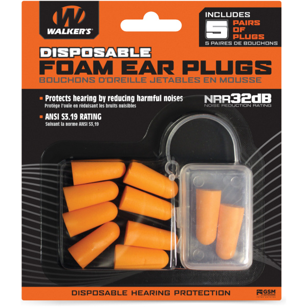 Walker's disposable foam ear plugs package