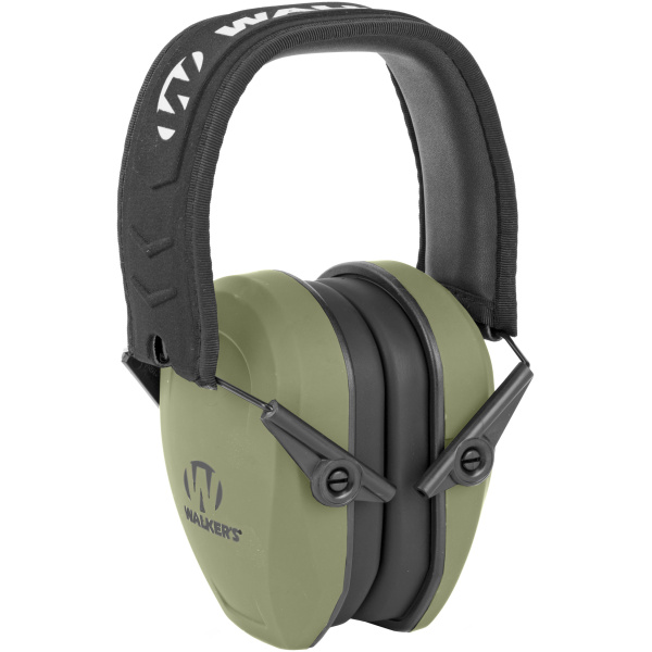 Green noise-canceling earmuffs with adjustable headband.