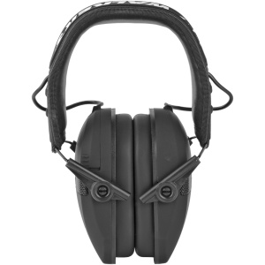 Black noise-canceling earmuffs for hearing protection