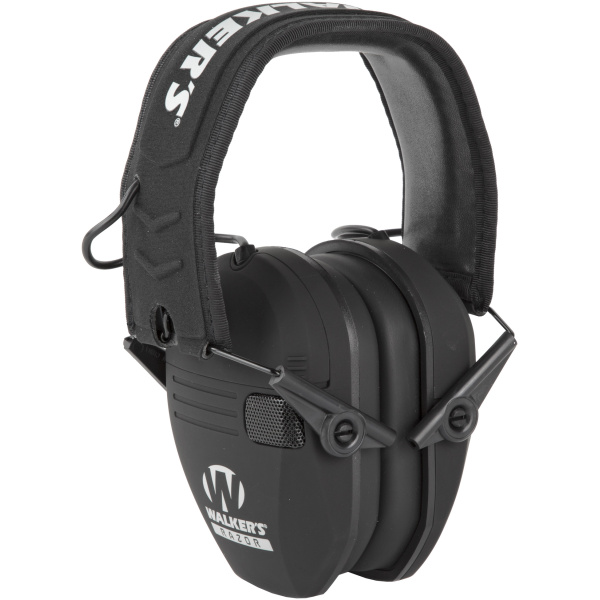 Black noise-canceling earmuffs with branding