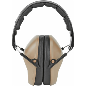 Brown noise-canceling headphones on white background
