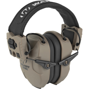 Walker's XCEL noise-canceling electronic earmuffs, brown color.