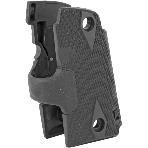 Black textured gun part with mounting holes.