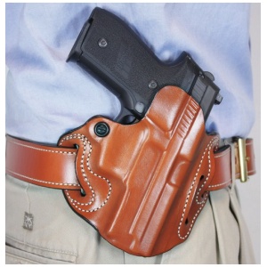 DESANTIS SPEED SCABBARD HOLSTR - RH OWB LEATHER SF XDM 3.8" TAN