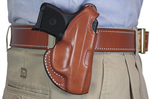 DESANTIS MAVERICK HOLSTER RH - OWB LEATHER RUGER LCP TAN