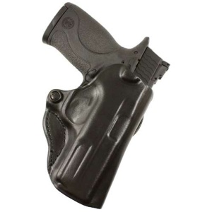 DESANTIS MINI SCABBARD HOLSTER - RH OWB LEATHER 1911 3-3.5" BLK