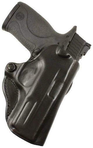 DESANTIS MINI SCABBARD HOLSTER - RH OWB LEATHER FOR GLOCK 43 BL