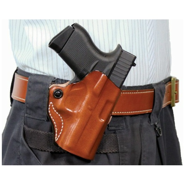 DESANTIS MINI SCABBARD HOLSTER - RH OWB LEATHER GLK 2627 TAN