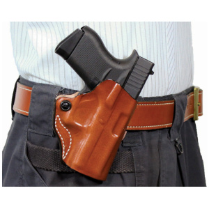 DESANTIS MINI SCABBARD HOLSTER - RH OWB LEATHER RUGER SR22 TAN