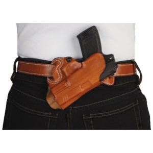 DESANTIS SMALL OF BACK HOLSTER - RH OWB LEATHER COLT 1911 TAN