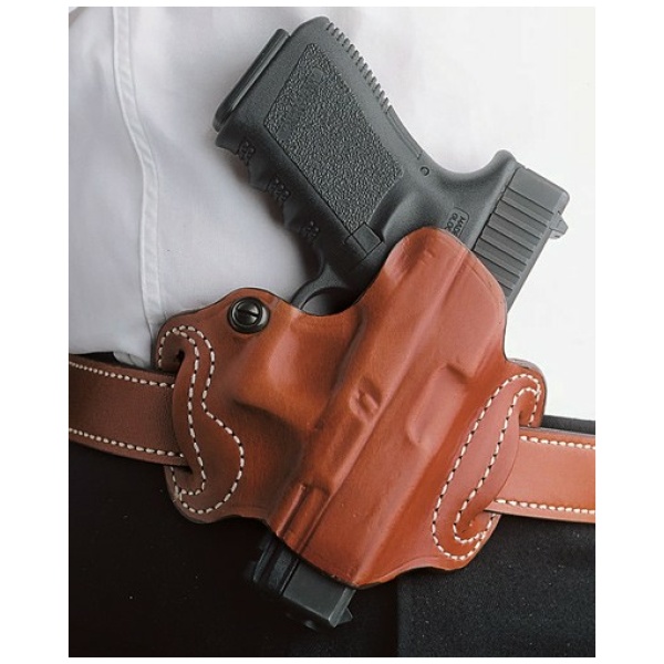 DESANTIS MINI SLIDE HOLSTER - OWB RH LEATHER S/A XD 4" TAN