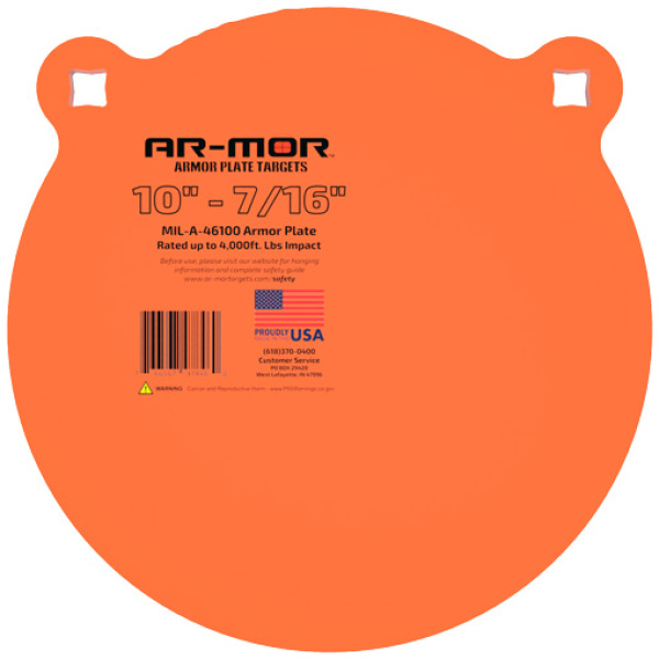 AR-MOR 10" MIL46100 STEEL GONG - 7/16" THICK STEEL ORANGE ROUND