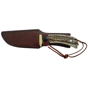 UNCLE HENRY KNIFE STAGLON 4" - CAPER W/LEATHER SHEATH
