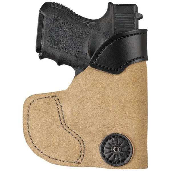 DESANTIS POCKET TUK HOLSTR RH - IWB/POCKET LTHER GLK 26 SUEDE