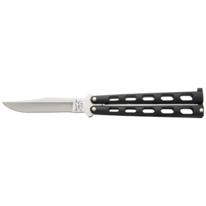 BEAR & SON BUTTERFLY KNIFE - 3.58" BLACK/SS CLIP POINT