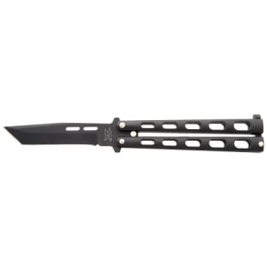 BEAR & SON BUTTERFLY KNIFE - 3.58" BLACK TANTO BLADE
