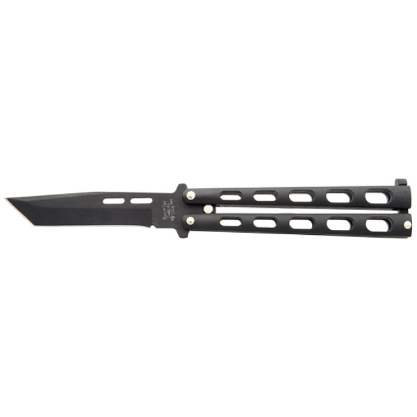 BEAR & SON BUTTERFLY KNIFE - 3.58" BLACK TANTO BLADE