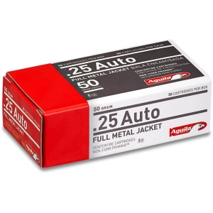 Aguila Ammunition .25 Auto Handgun Ammo - 50 Grain | FMJ | 50rd Box