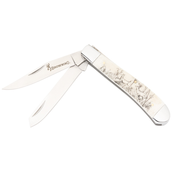 BROWNING KNIFE WHITETAIL - TRAPPER 3" NATURAL BONE SCALE