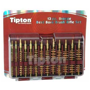 TIPTON 13-PIECE BRONZE RIFLE - BORE BRUSH SET W/STORAGE CASE
