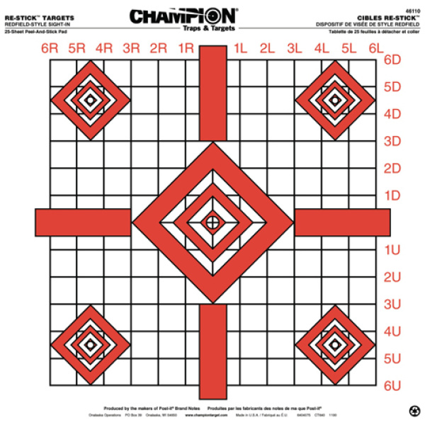 CHAMPION RE-STICK REDFIELD - SIGHT IN SELF-ADHESIVE 25PK